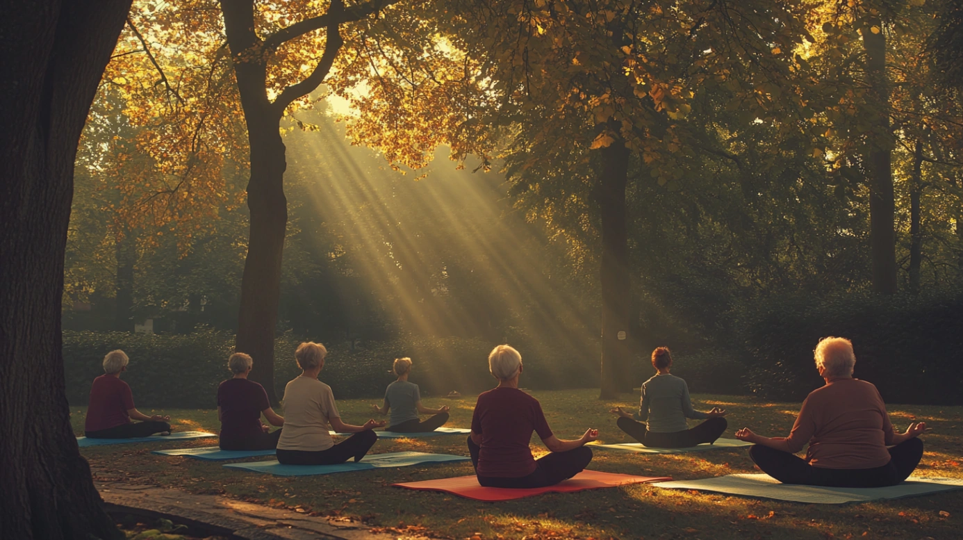 Групове заняття йогою на свіжому повітрі