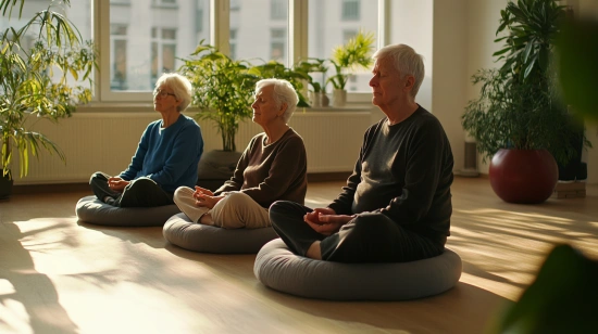 Медитація в залі з природним освітленням
